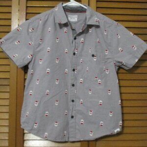 Free Planet boys Christmas button down shirt, Santa wearing sunglasses size 8